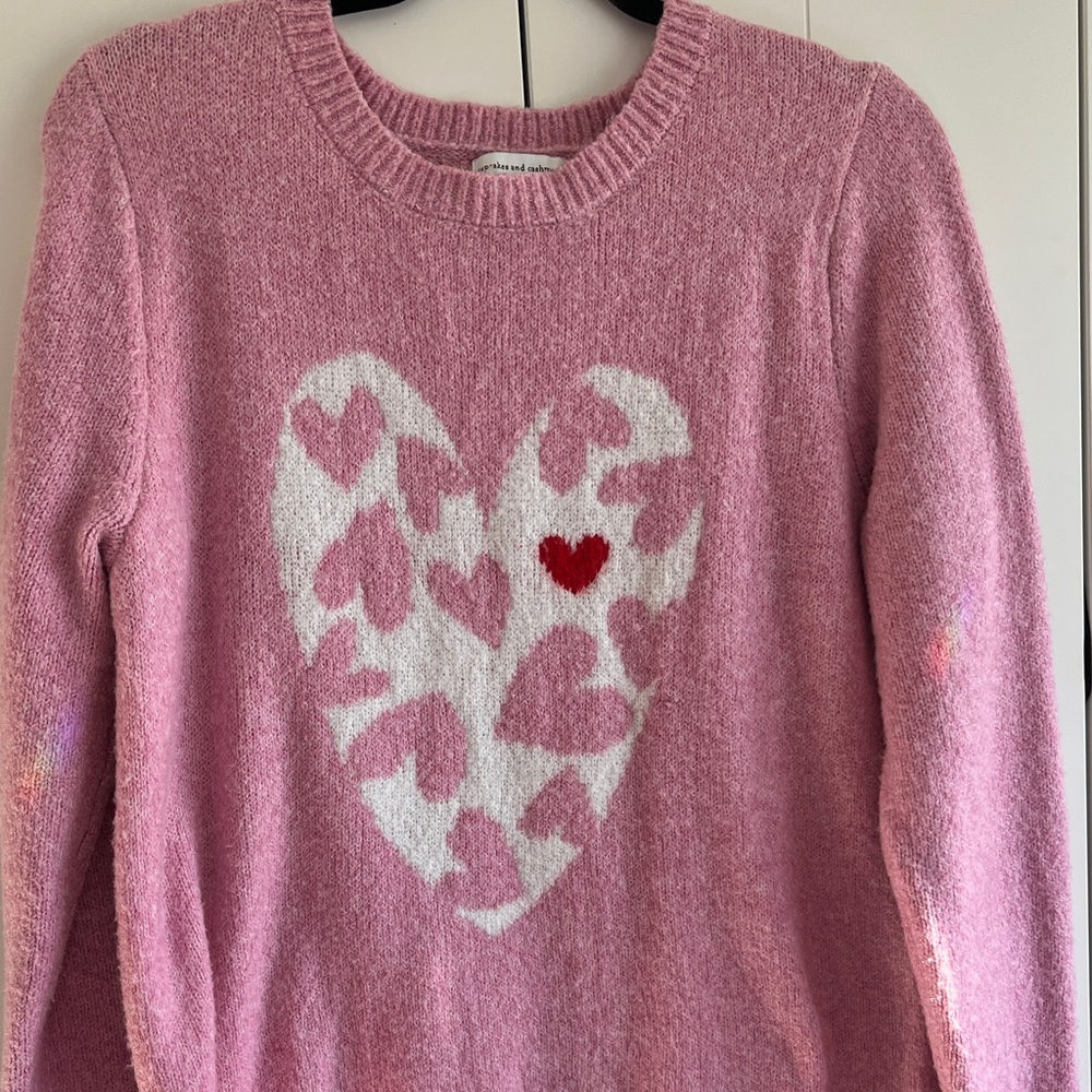 Cupcakes and Cashmere Super Soft Pink Heart Sweater